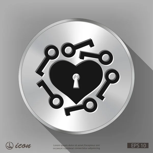 Heart with key icon — Stock Vector