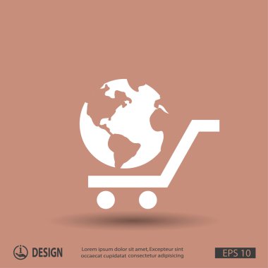 Alışveriş sepeti ve küre simgesi
