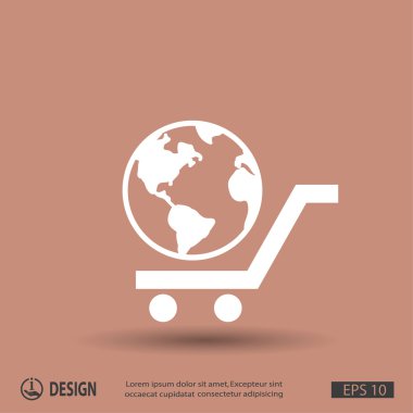 Alışveriş sepeti ve küre simgesi