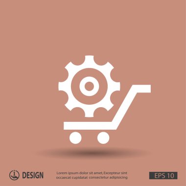 Alışveriş sepeti ile dişli simgesini