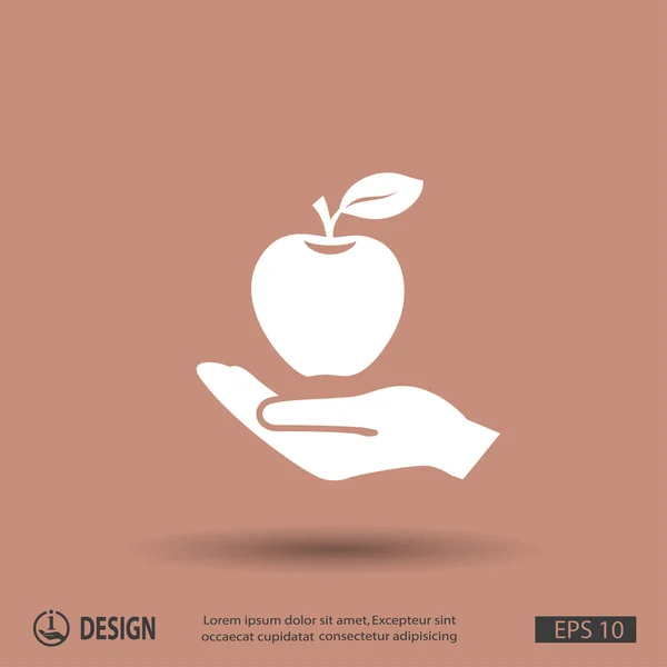 Pictograph för hand med apple-ikonen — Stock vektor