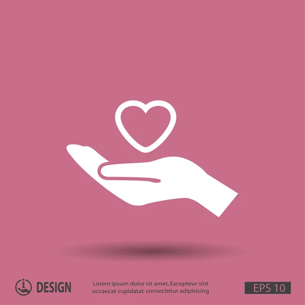 Heart in hand flat design icon — Stock Vector