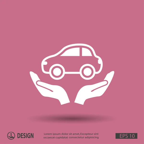 Hands with car icon — Stock Vector