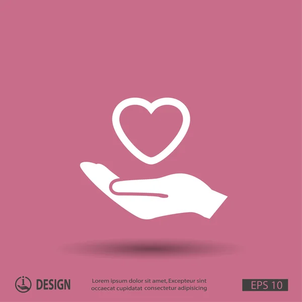 Heart in hand flat design icon — Stock Vector