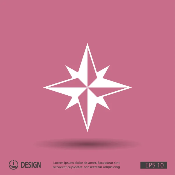 Pictograma de bússola ícone de design plano — Vetor de Stock