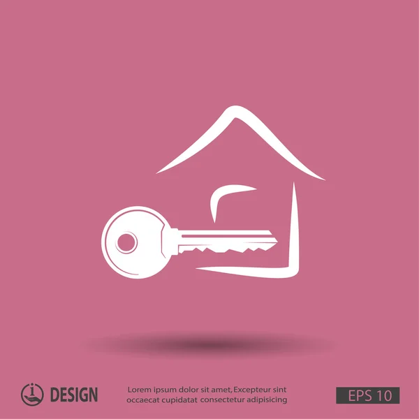 Key and house flat design icon — Stock Vector