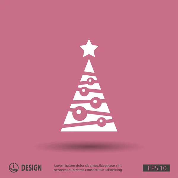 Albero di Natale icona di design piatto — Vettoriale Stock