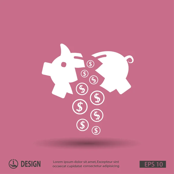 Pictograma do ícone da caixa de dinheiro do porco — Vetor de Stock