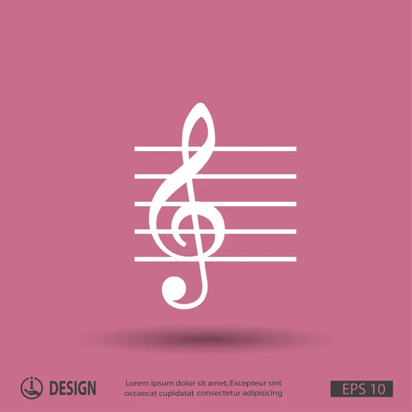 Tecla de música ícone de design plano — Vetor de Stock