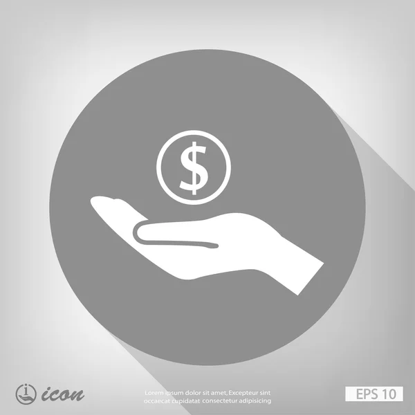 Money in hand flat design icon — Stock Vector