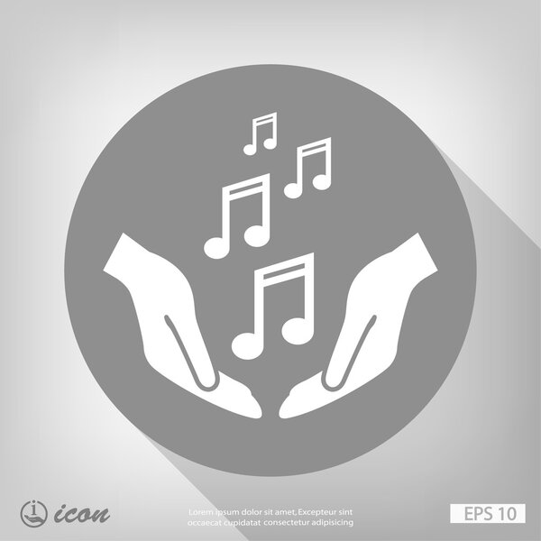Hands with music notes icon