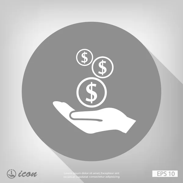 Dinero en la mano icono de diseño plano — Vector de stock