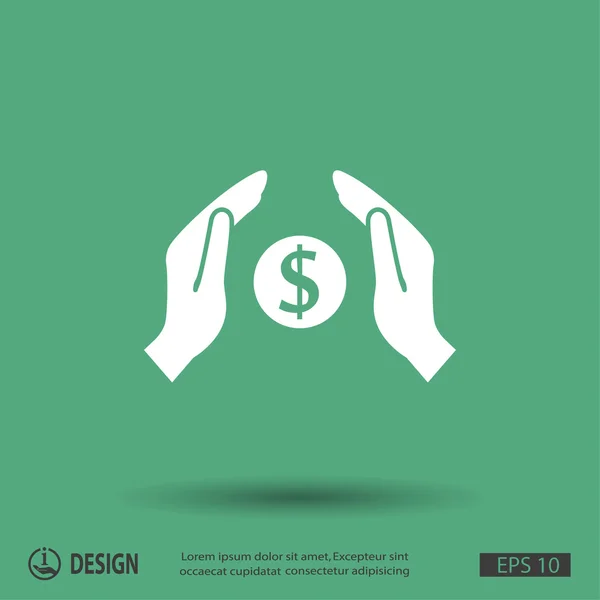 Dinero en las manos icono de diseño plano — Archivo Imágenes Vectoriales