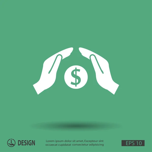 Dinero en las manos icono de diseño plano — Vector de stock