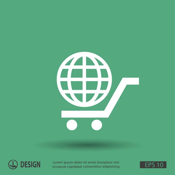 Globe in shopping cart icon — Stock Vector