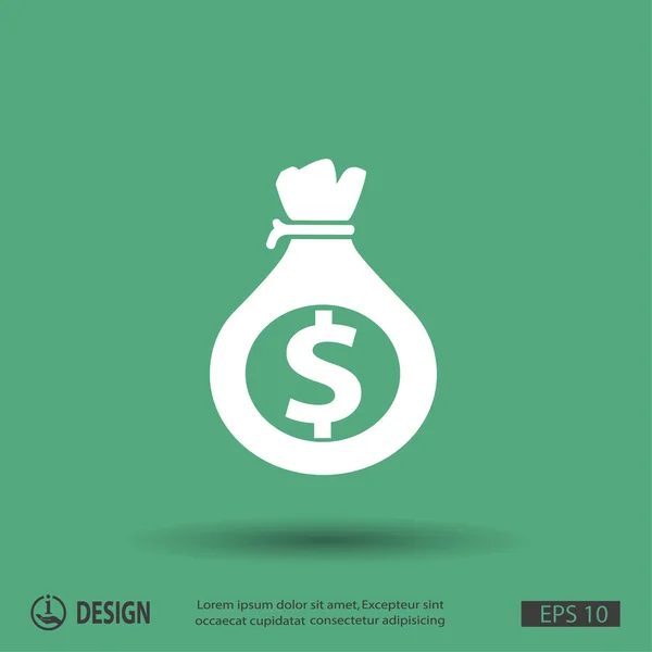 Geld tas platte ontwerp pictogram — Stockvector