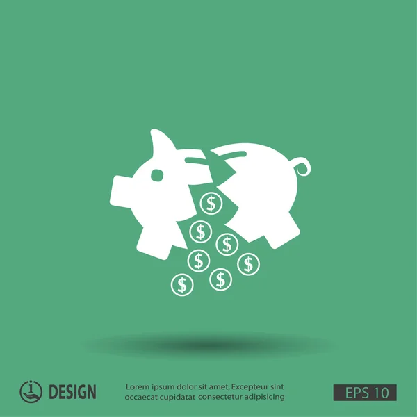 Pig moneybox flat design icon — Stock Vector