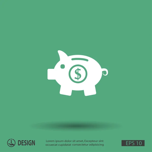 Caja de dinero de cerdo icono de diseño plano — Archivo Imágenes Vectoriales