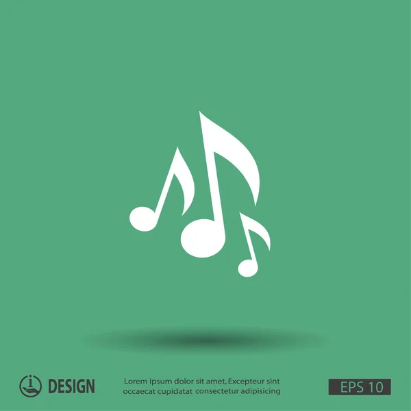 Notas de música icono de diseño plano — Vector de stock