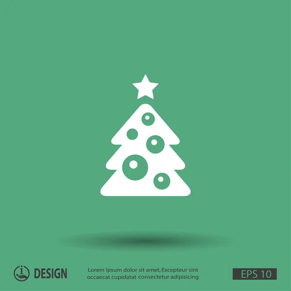 Karácsonyfa lapos kivitel ikon — Stock Vector