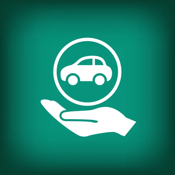 Mano con icono de coche — Vector de stock