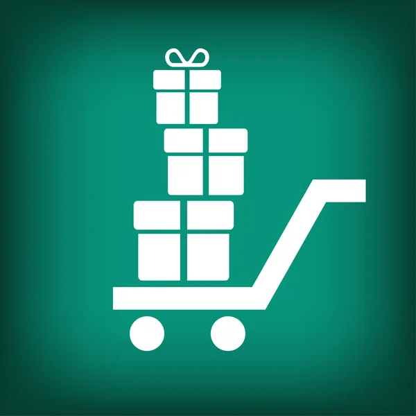 Pictograph i shoppingvagn med gåvor ikon — Stock vektor