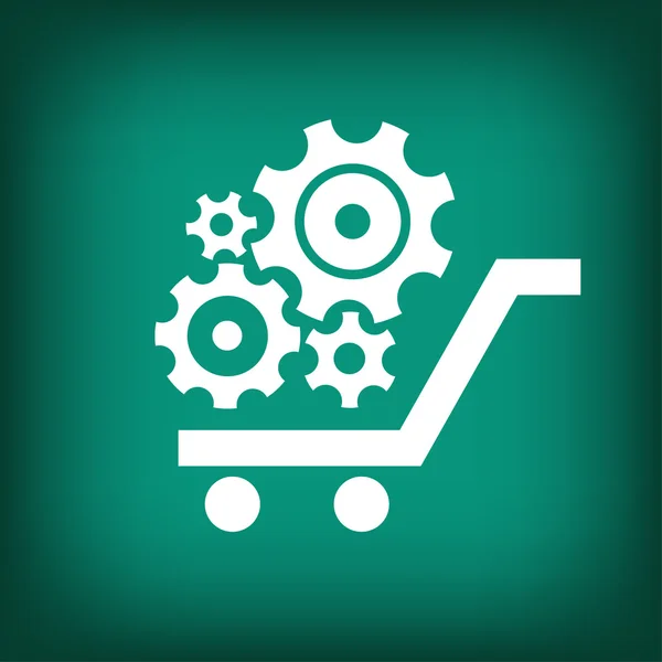 Gear in shopping cart icon — Stock Vector