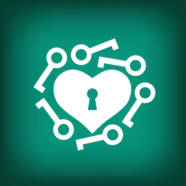 Heart with key icon — Stock Vector