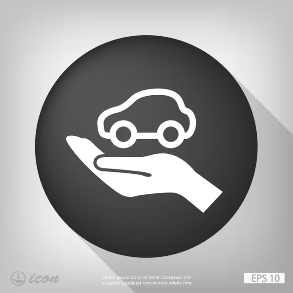 Hand met auto-pictogram — Stockvector