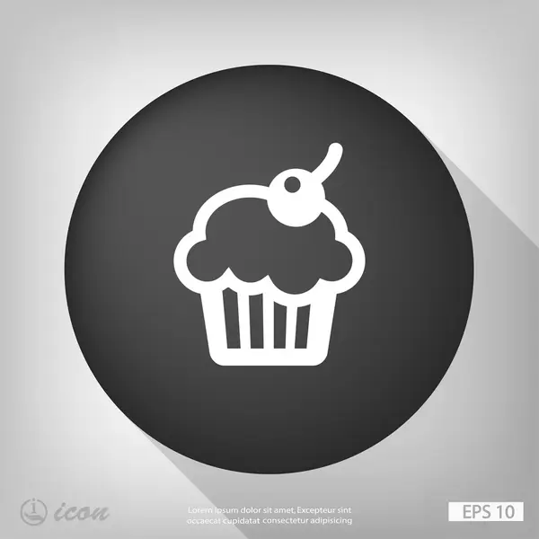 Cake with cherry flat design icon — Stock Vector