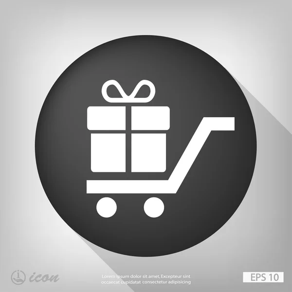 Alışveriş sepeti hediye simgesi ile resim — Stok Vektör