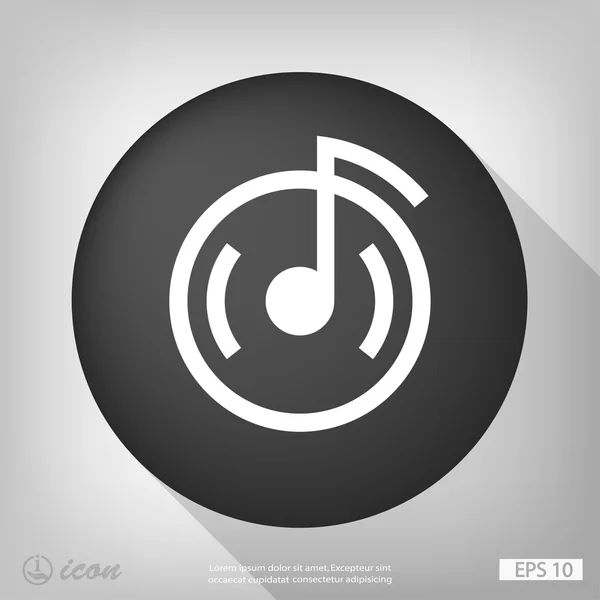 Note de musique icône design plat — Image vectorielle