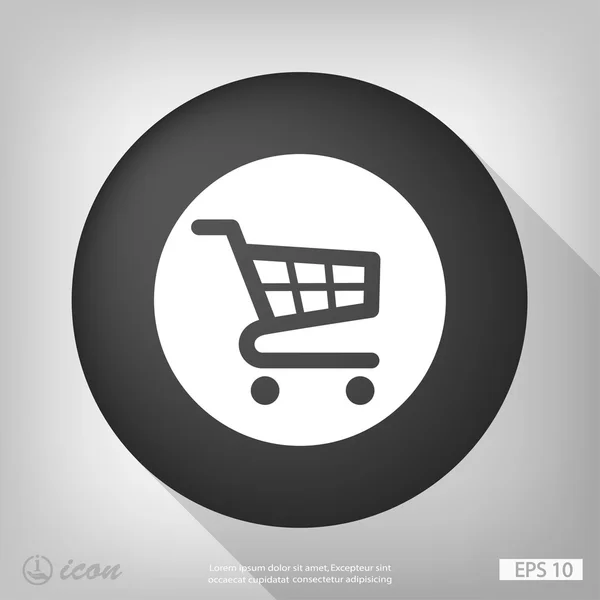 Carrito de compras diseño plano icono — Vector de stock