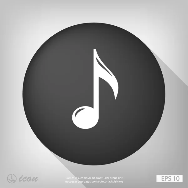 Note de musique icône design plat — Image vectorielle