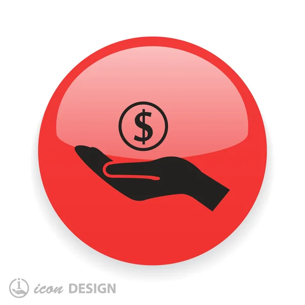 Dinero en la mano icono de diseño plano — Vector de stock