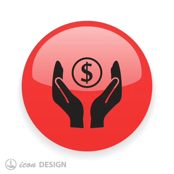 Dinero en las manos icono de diseño plano — Vector de stock