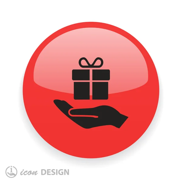 Pictograph van hand met cadeau-pictogram — Stockvector