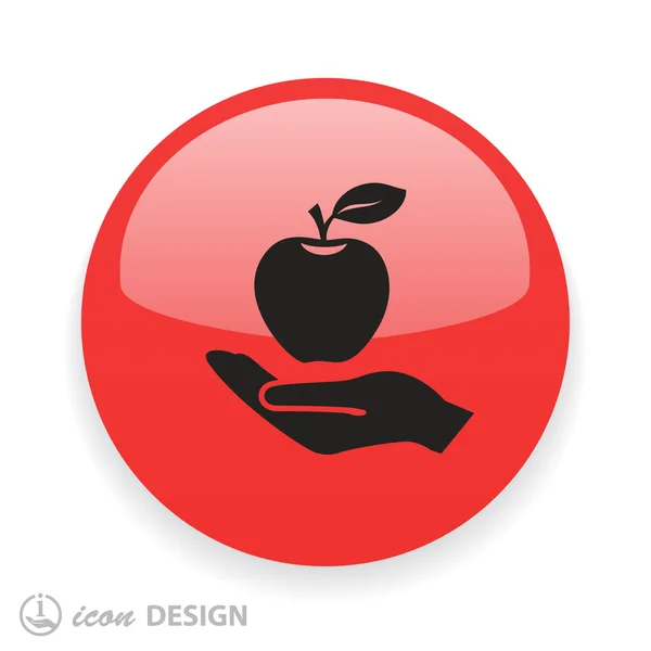 Hand mit Apfel flache Design-Ikone — Stockvektor
