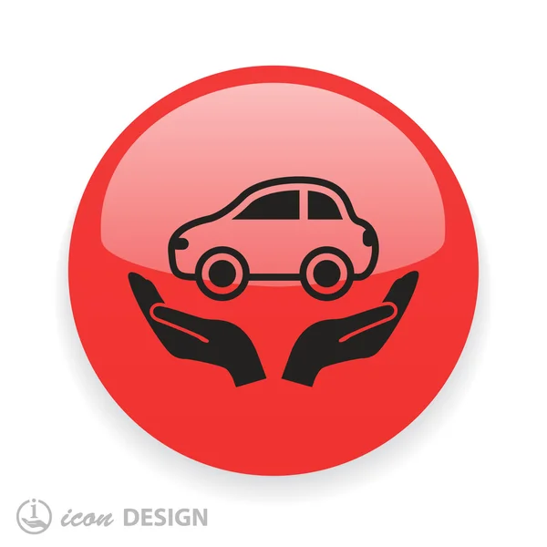 Manos con icono de coche — Vector de stock