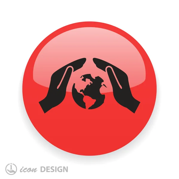 Handen met wereldbol platte ontwerp icoon — Stockvector