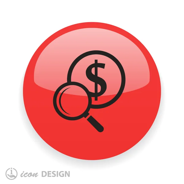 Dinero con icono de lupa — Vector de stock