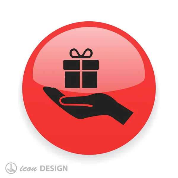Pictograph of hand with gift icon — Stock Vector