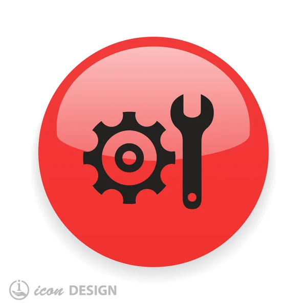 Gear with wrench flat design icon — Stock Vector