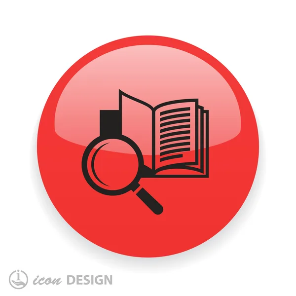 Book with magnifying glass icon — Stock Vector