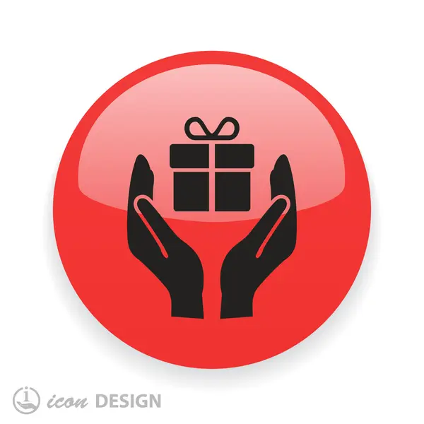 Pictograph van handen met cadeau-pictogram — Stockvector