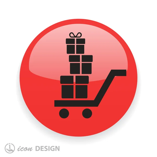 Ikona nákupního košíku s ikonou, dárky — Stockový vektor