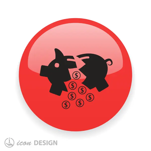 Pig moneybox flat design icon — Stock Vector