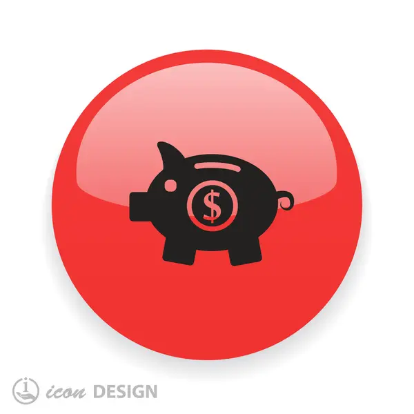 Caja de dinero de cerdo icono de diseño plano — Vector de stock