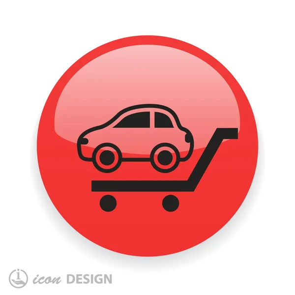 Car in shopping cart icon — Stock Vector