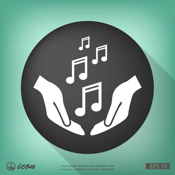 Hands with music notes icon — Stock Vector